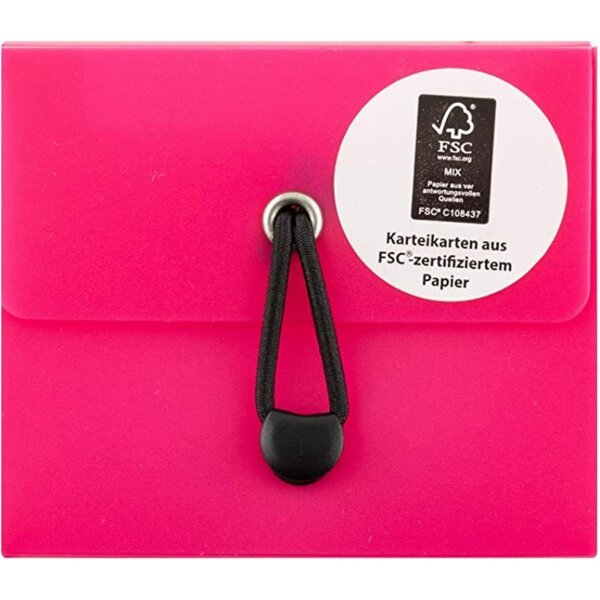 Stylex Karteikartenbox DIN A8 inkl. Karteikarten Magenta