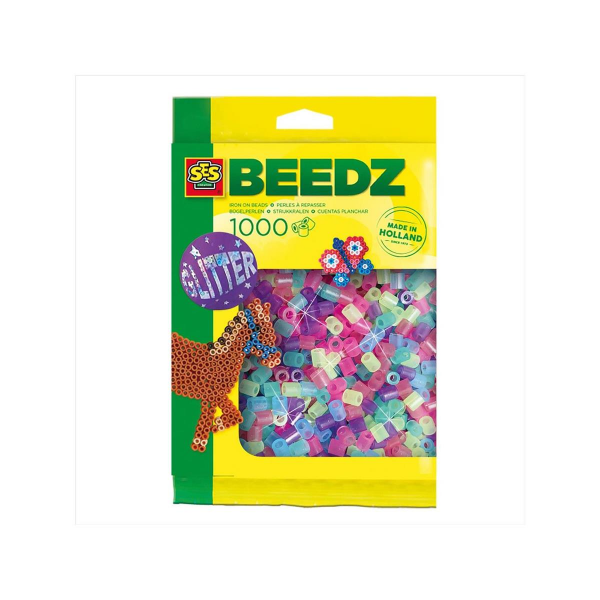 SES BEEDZ 1000 Bügelperlen - Glitzer Mix